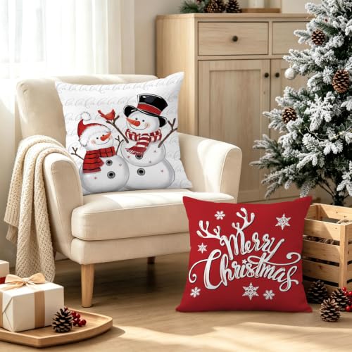 Christmas Velvet Throw Pillow Covers Set of 4 18x18 Inches Holiday Decor
