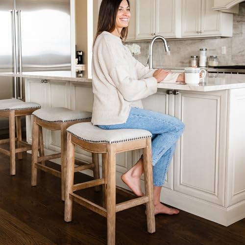Weathered Oak Adrien Backless Counter Stool 26in - Maven Lane