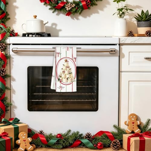 TLOJG Christmas Tree Hand Towel 16x24 in - Microfiber Kitchen & Decor Towel (Roll of Paper variant)