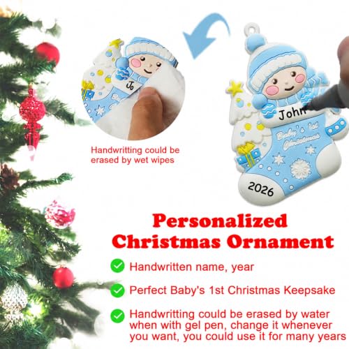Personalized Baby's First Christmas Ornament – Boy 2026, Tevxj, 1 Pcs, 10x7x0.5cm