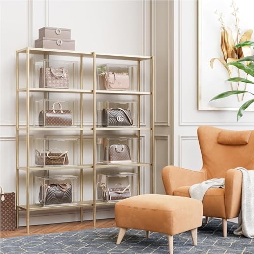 Clear Acrylic Purse Organizer Display Case 5 Pack - Large Storage for Bags