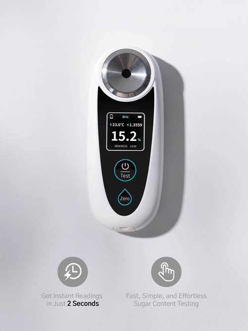Brix Refractometer with ATC – 0–55% Range, Portable Sugar Tester for Durian, Syrups, Fruits, Juice, Home Brewing & Field Testing