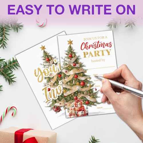 LyoGao Christmas Party Invitations With Envelopes (20 Pack) -Christmas Party Fill in Invites Cards for Xmas Winter Holiday