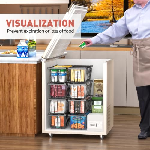 Goovilla Black Freezer Organizer Bins 8 Pack for 5-7 Cu.FT Chest & Upright Freezers