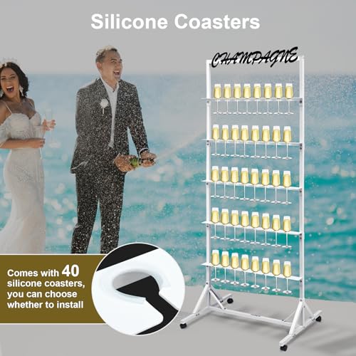 Champagne Wall Holder Stand for Party & Wedding Display, 5-Tier Metal Flutes Rack