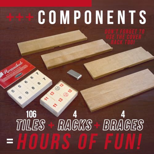 Vintage Edition Rummikub Tile Game with Wooden Storage Case, 106 Tiles for Family & Travel