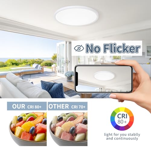 White 14.9 Inch LED Flush Mount Ceiling Light 5CCT 32W 3343LM - 6 Pack