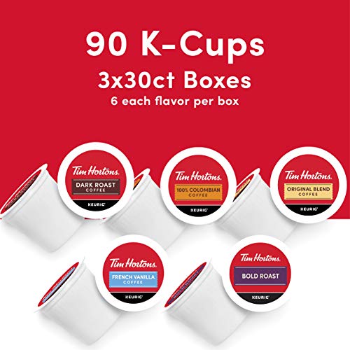 Tim Hortons Coffee Variety Pack 90 K-Cup Pods - Pack of 3, 30 Count Each