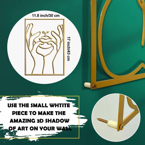 Gold Wall Art Decor - Minimalist Line Woman's Body Shape, 17x11.8 Inches, M Size, 4 Pack