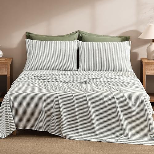 Monbix Olive Queen Comforter Set – 7 Pieces Bed in a Bag, All Season Cozy Bedding