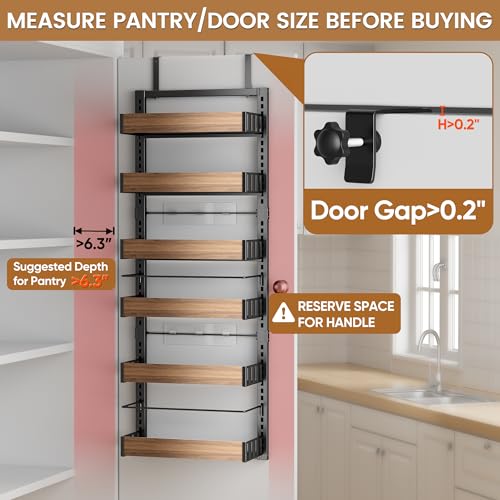 6-Tier Over-The-Door Pantry Organizer Black - Adjustable Spice & Storage Rack