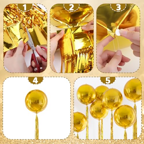 Chitidr 52 Pcs Christmas Balloon Decoration Set Gold Round Party Kit
