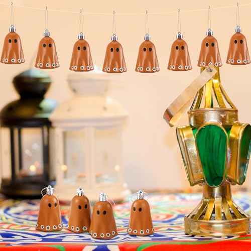 12 Pcs Day of The Dead Mexican Hanging Ghost Ornaments for Tree Dia De Los Muertos Halloween Small Ghost Tree Decorations Terracotta Flower Rustic Home Office Party Christmas Wreath Decor