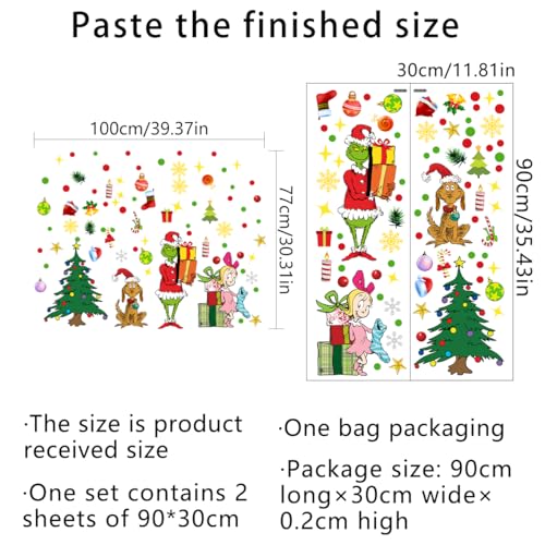 Demonwer Christmas Wall Decals Set - Removable Cartoon Dog & Girl Xmas Decor - Variation Christmas-7