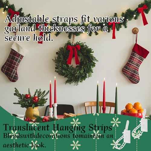 60 Pcs Adjustable Christmas Garland Hangers, Garland Hangers for Front Door, Mantle, Fireplace, Window, Wreaths, and Stocking Decorations