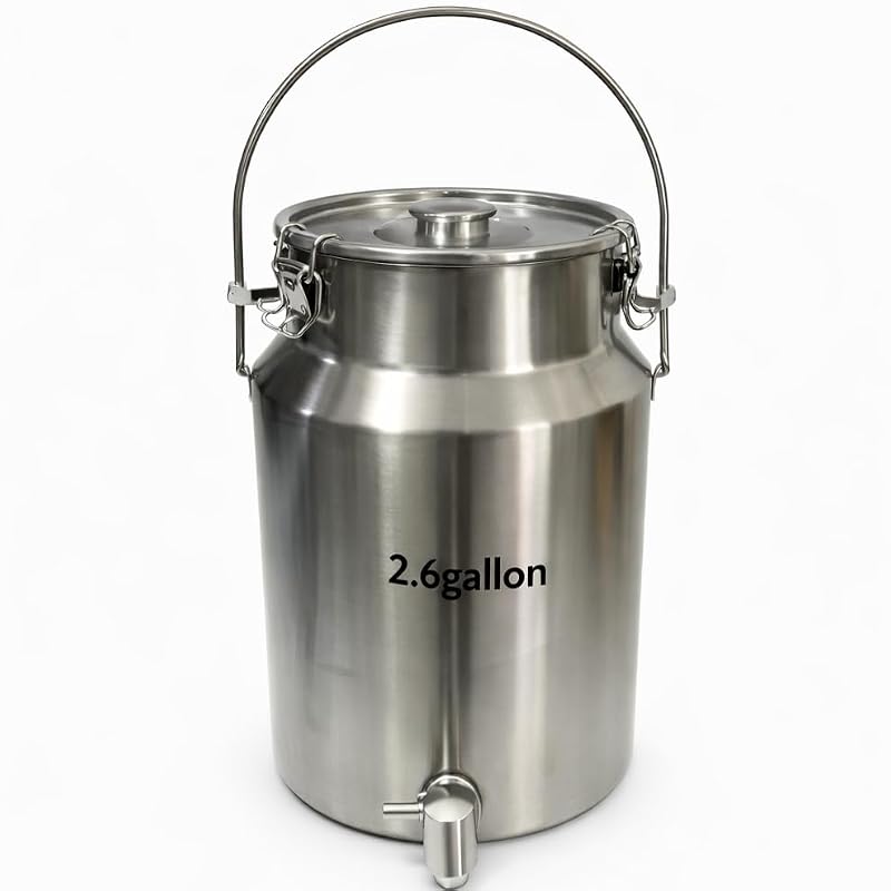 2.6 Gallon Stainless Steel Water Dispenser with Spigot - Heavy Duty Beverage & Milk Can