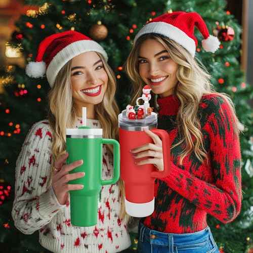 Mity rain Christmas Cup Accessories for Stanley Cup 30oz 40oz,Including Boot, Silicone Straw Topper Cover Cap, Lid Charms for H2.0 Tumbler (Gift Box 40 oz)