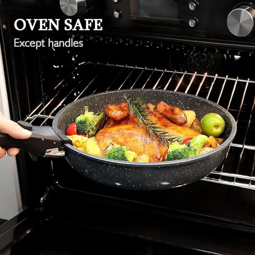 GiPP 5-Piece Ceramic Nonstick Cookware Set with Detachable Handles - Dark Gray