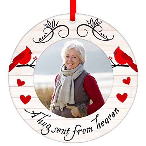 WaaHome Picture Frame Red Cardinal Christmas Ornaments 2025 - Christmas in Heaven Ornament, in Memory of Loved One Ornament for Xmas Tree Decorations Memorial Gifts