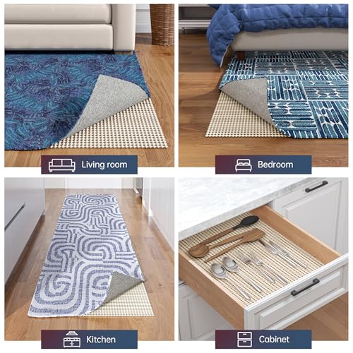 White Non-Slip Rug Pad 6x9 Ft - Thick Cushion & Floor Protector