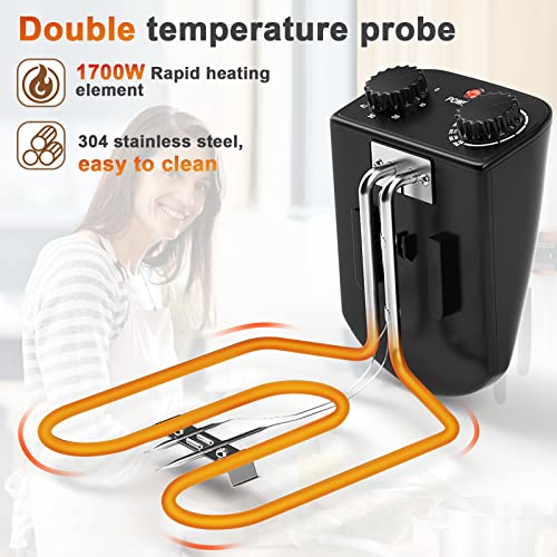 SIMOE 5.3QT Deep Fryer with Basket - 5L Silver, Adjustable Temp & Easy Clean