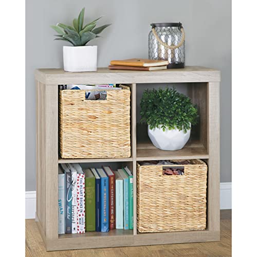 Woven Storage Baskets for Cubby Shelves - 6 Pack Natural Hyacinth Organizers with Handles