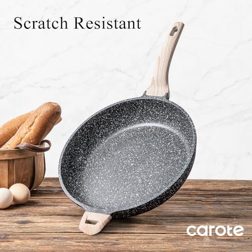 Carote 12.5 Inch Nonstick Frying Pan with Black Granite Coating - Eco-Friendly Skillet