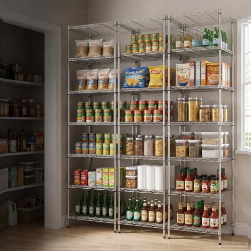 Finnhomy 7-Tier Heavy Duty Wire Shelving Unit - 72 Inch Chrome Storage Rack