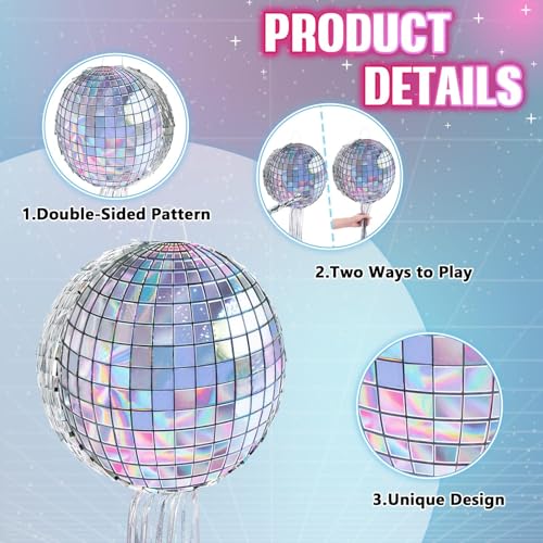 WERNNSAI Disco Party Piñata - Silver Disco Ball Theme Celebration Decor