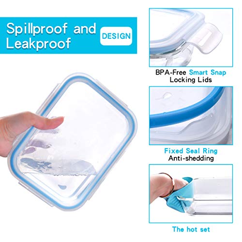 20-Piece Glass Food Storage Containers Set with Leakproof Lids & Oven Gloves