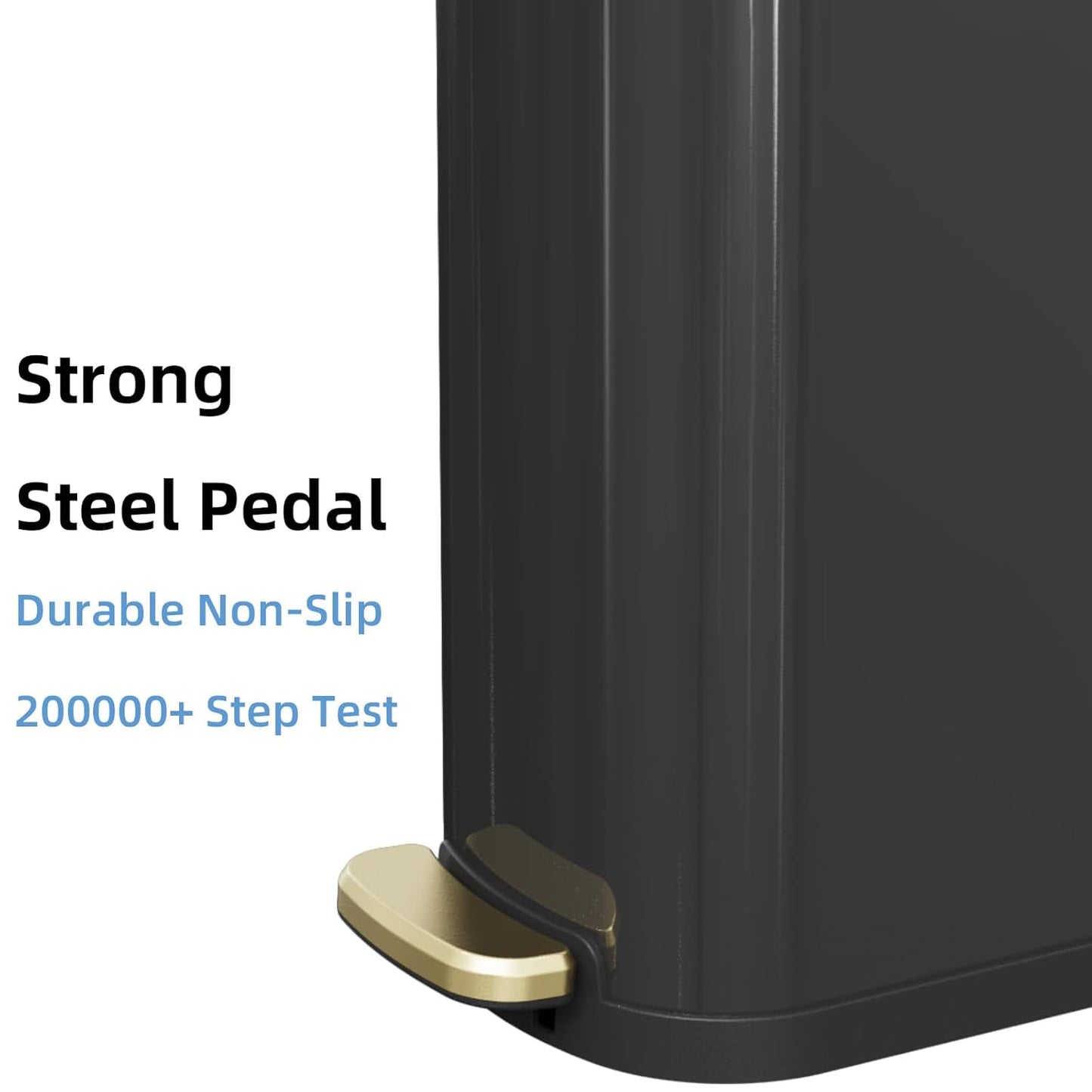 KSSKSS Slim Bathroom Trash Can - 2.6 Gallon Stainless Steel with Soft-Close Pedal | Titanium Black