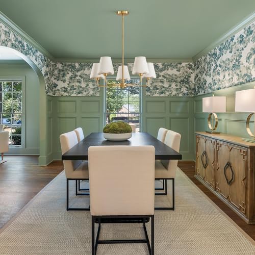 KAISITE Gold 5-Light Farmhouse Chandelier for Dining Room & Kitchen - Modern Ceiling Fixture