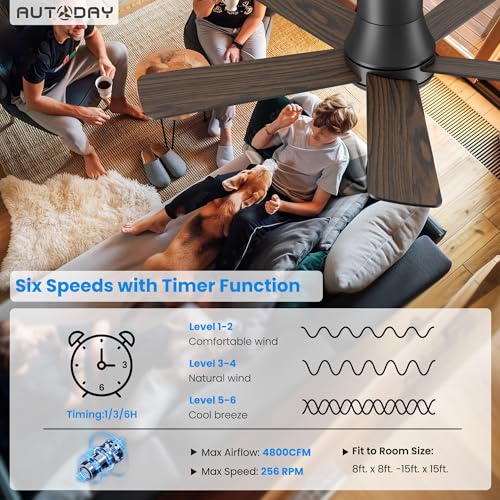 42 Inch Low Profile Ceiling Fan with Lights and Dual Remotes - Black & Dark Brown
