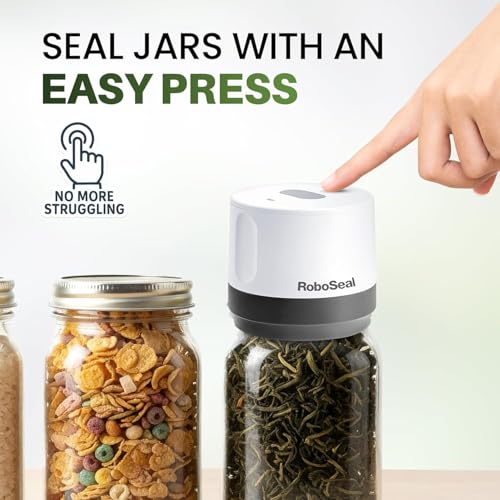 Rechargeable Mason Jar Vacuum Sealer Kit with 10 Lids - Cordless Food Preserver