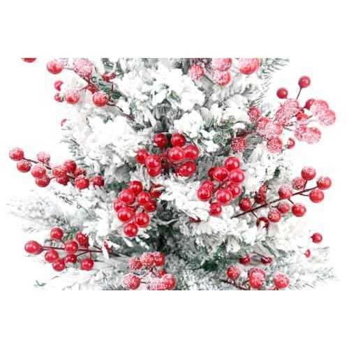 20 Pack Artificial Red Berry Stems, Christmas Red Berries Artificial Fruit Berry Holly Christmas Berry Branch Home Holiday Wedding Party DIY Christmas Tree Crafts Decor