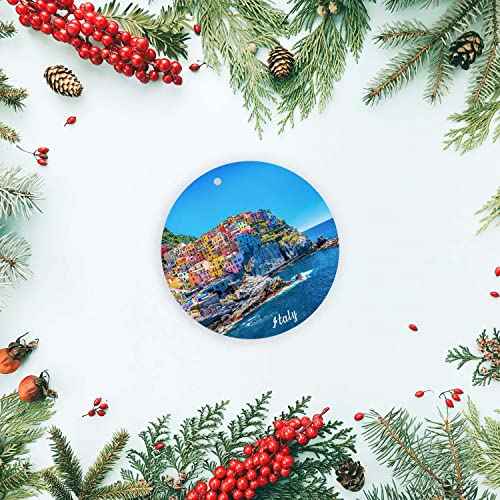 Italy Christmas Ornament,Mediterranean Sea,Funny Holiday Keepsake Xmas Tree Hanging Decor,Gift for Friends,Family