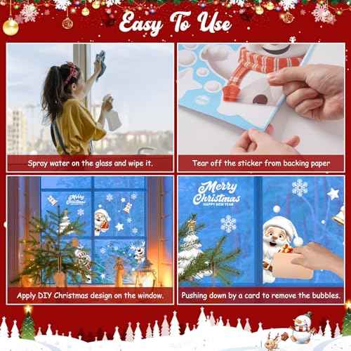 146PCS Christmas Window Clings, Snowflake Stickers for Glass, 3D Xmas Window Christmas Decorations for Home & Holiday Party