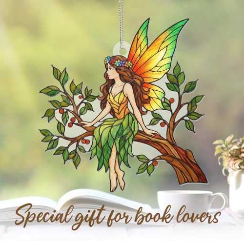 MeMate Fairy Keepsakes B06 Acrylic Christmas Ornament with Stained Glass Effect - Window Hanging Suncatcher for Girls & Fairy Lovers