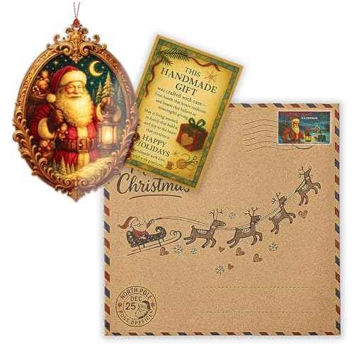 Santa Ornament ? Christmas Decor | Santa Claus Ornament + Holiday Keepsake ? Gift for Kids and Family ? Christmas Ornament 2025 ? Suncatcher Effect Window Hanging?Car Hanging Santaxmas 2