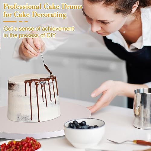 Sudaya 12 Inch Cake Drums Pack of 12 - Round White Cardboard Cake Boards for Wedding & Baking - 1/2 Inch Thick, Greaseproof Base