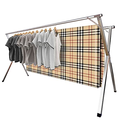 MRCTVG 79in Premium Stainless Steel Foldable Clothes Drying Rack - Adjustable Indoor Outdoor Laundry Organizer