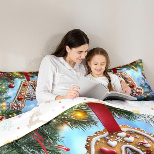 Feelyou Christmas Comforter Set Twin Size 2pc Gingerbread Bedding