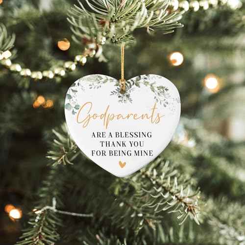 Best Gifts for Godparents Thank You for Being Mine Godparents Gifts Ideas Godparent Gift from Godchild Birthday Gift for Godparent Christmas Tree Decoration Ceramic Heart Ornament