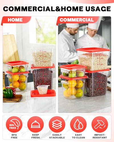 4QT Food Storage Container Set - Red Lids, NSF Certified, 4 Pieces - Variation of A-4QT-RED
