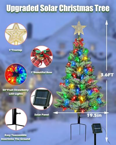 4 Pack Outdoor Solar Christmas Tree with 200 Multicolor LED Lights - 3.6FT