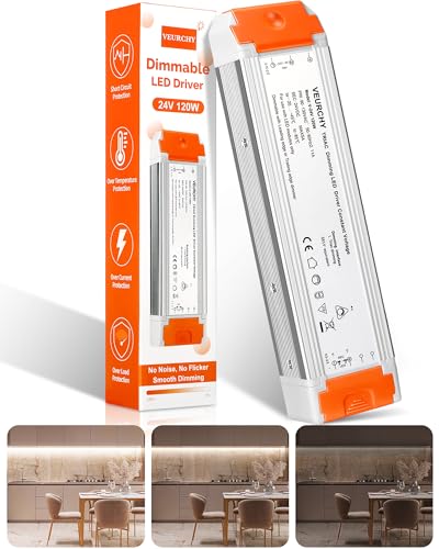 VEURCHY 120W 24V Dimmable LED Driver 120-24 / 1.0 for LED Strip Lights
