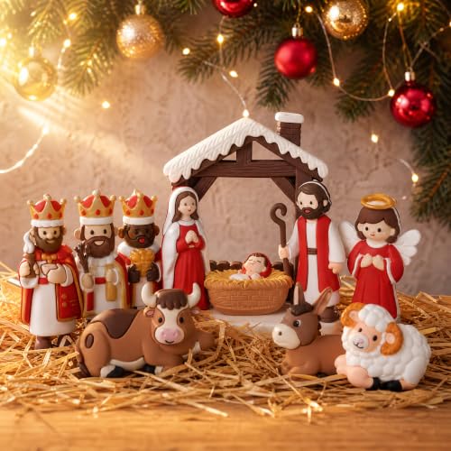 Nativity Scene Set 11 Mini Figurines Holy Family Christmas Display