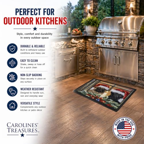 Pug Christmas Anticipation Doormat 24x36 Indoor Outdoor Rug - Low Pile, Non-Slip, Washable - Rectangular 2' x 3'