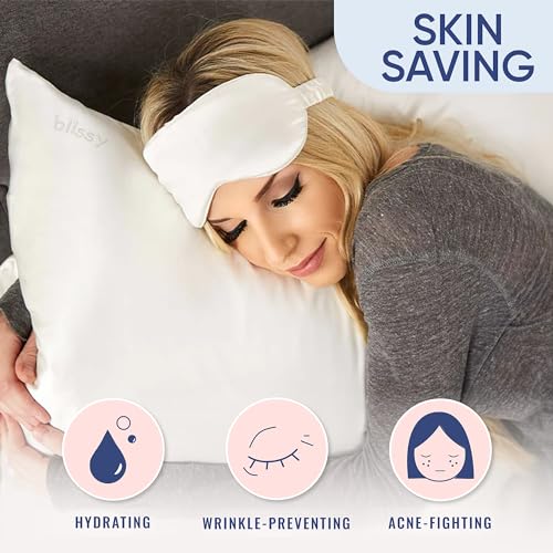 Blissy White King Silk Pillowcase - 100% Mulberry Silk 22 Momme High-Grade Bedding