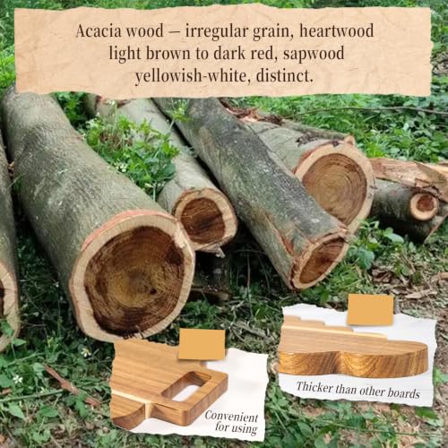 Christmas Tree Acacia Wood Serving & Cutting Board with Handle, Festive Cheese Platter